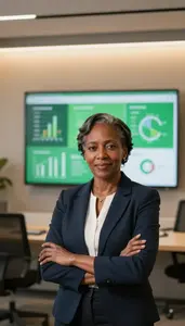 Woman Investment Professional Researching Climate Conscious Investment