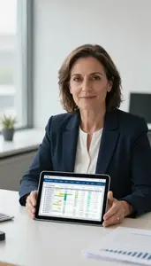 Woman Investment Professional Preparing Financial Reports For Executives