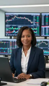 Woman Investment Professional Evaluating Market Volatility
