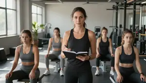 Writing Instructor Leading Fitness Training In A Language Learning Classroom