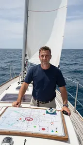Yacht Captain Sailing Boat Using On A Yacht Deck On Open Water In Professional