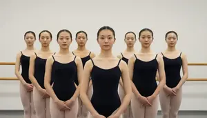 Ballerinas Standing In First Position Waiting For Rehearsal To Start