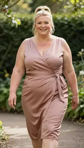 British Mature Woman With Robust Figure With Blonde High Ponytail Wearing Rose