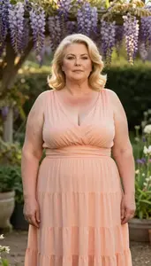 British Mature Woman With Generous Figure With Blonde Shoulder Length Hair