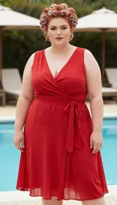 British Woman In Her Late 20s With Voluptuous Figure With Copper Victory Rolls