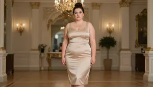 Caucasian Woman In Her Late 20s With Plump Figure With Dark Brown Bun Updo