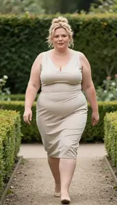 Caucasian Woman In Her 40s With Pear Shaped Figure With Strawberry Blonde Messy