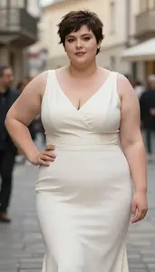 Central European Woman In Her Mid 20s With Voluptuous Figure With Dark Brown