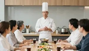 Chef Teaching A Cooking Class To A Group Of Attentive Adults
