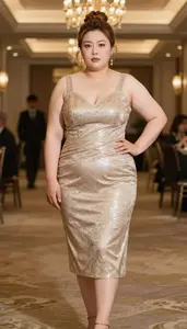 Chinese Woman In Her Mid 30s With Extra Fat With Light Brown Bun Updo Wearing
