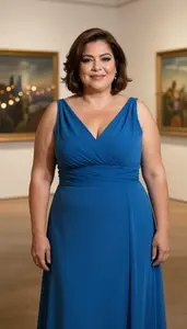 Colombian Woman In Her 50s With Fat With Brunette Bob Haircut Wearing Peacock