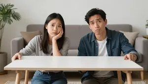 Couple Trying To Assemble Flat Pack Furniture With Confused But Amused