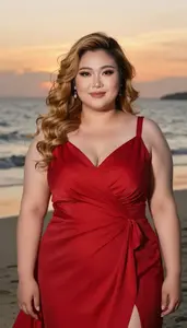 East Asian Woman In Her Mid 20s With Obese With Honey Blonde Finger Waves
