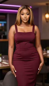 Ethiopian Young Woman In Her 20s With Hourglass Figure With Dark Blonde Straight
