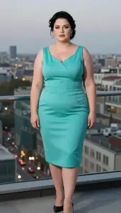 European Woman In Her Early 30s With Hourglass Figure With Jet Black Elegant