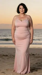 Fair Skinned Woman In Her 50s With Very Fat With Black Bob Haircut Wearing Blush