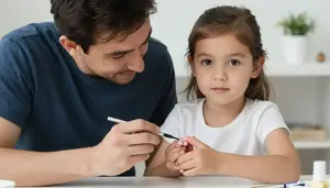 Father Painting His Little Girls Nails With Sparkly Polish