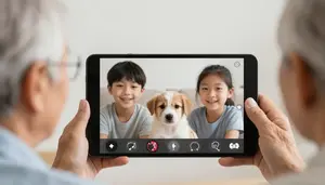 Grandparents Video Calling Their Grandkids Showing Them A New Puppy