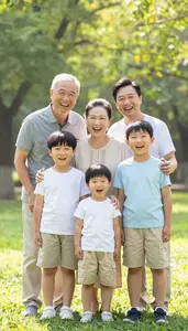 Happy Multi Generational Family Laughing Together In A Sunny Park