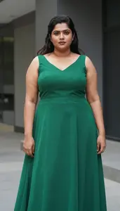 Indian Woman In Her Early 20s With Very Obese With Dark Brown Half Up Half Down