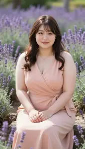 Japanese Young Woman In Her 20s With Plump Figure With Brunette Long Flowing