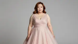 Korean Woman In Her 40s With Plump Figure With Copper Finger Waves Wearing Blush
