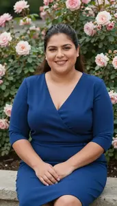 Latina Mature Woman With Very Fat With Brunette Sleek Ponytail Wearing Sapphire