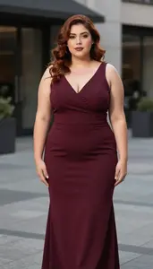 Latina Woman In Her Early 20s With Full Figured And Curvy Figure With Auburn