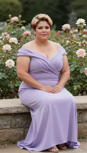 Latina Woman In Her 40s With Large Build Figure With Strawberry Blonde Short