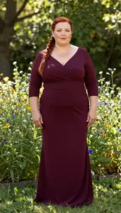 Light Skinned Mature Woman With Large Figured Figure With Red Braided Hairstyle