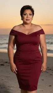 Mexican Mature Woman With Hourglass Figure With Dark Brown Short Pixie Cut