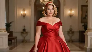 Mexican Woman In Her Mid 30s With Curvy Figure With Strawberry Blonde Bob