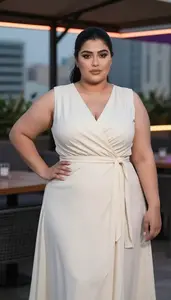 Middle Eastern Woman In Her Late 20s With Plump Figure With Black Sleek Ponytail