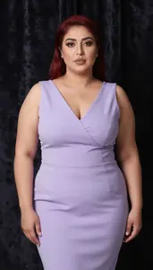 Middle Eastern Woman In Her Mid 30s With Big And Curvy Figure With Red Half Up