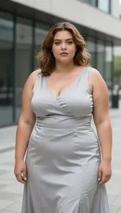 Mixed Race Woman In Her Mid 20s With Plus Size Figure With Light Brown Layered