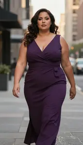 Multiracial Woman In Her 40s With Hourglass Figure With Dark Brown Wavy Hair