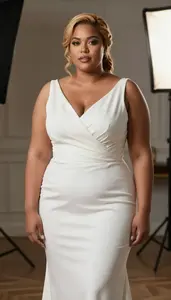 Multiracial Woman In Her Mid 30s With Hourglass Figure With Honey Blonde Side