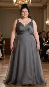 Nordic Woman In Her Early 30s With Large Build Figure With Black Messy Bun