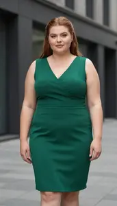 Nordic Woman In Her Mid 20s With Fat With Chestnut Half Up Half Down Wearing