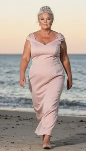 Nordic Woman In Her 50s With Obese With Platinum Blonde Elegant Updo Wearing
