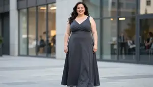Nordic Woman In Her 40s With Buxom Figure With Dark Brown Long Flowing Hair