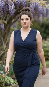 Nordic Young Woman In Her 20s With Curvy Figure With Dark Brown Messy Bun