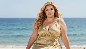 Persian Mature Woman With Plus Size Figure With Strawberry Blonde Long Flowing