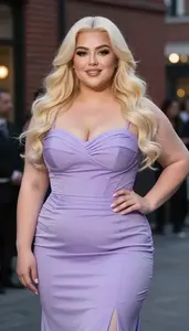 Persian Woman In Her Mid 20s With Very Obese With Platinum Blonde Long Flowing
