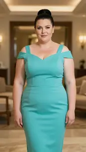 Scandinavian Woman In Her 40s With Robust Figure With Black High Ponytail
