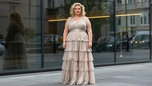 Scandinavian Woman In Her Late 30s With Heavyset Figure With Blonde Textured