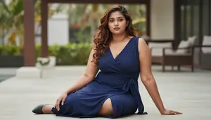 South Asian Woman In Her Mid 20s With Heavyset Figure With Chestnut Beach Waves