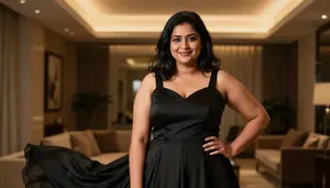 South Asian Young Woman In Her 20s With Plump Figure With Black Shoulder Length