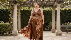Southern European Woman In Her Mid 30s With Fat With Dark Brown Messy Bun