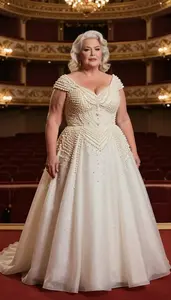 Southern European Woman In Her 50s With Plus Size Figure With Platinum Blonde